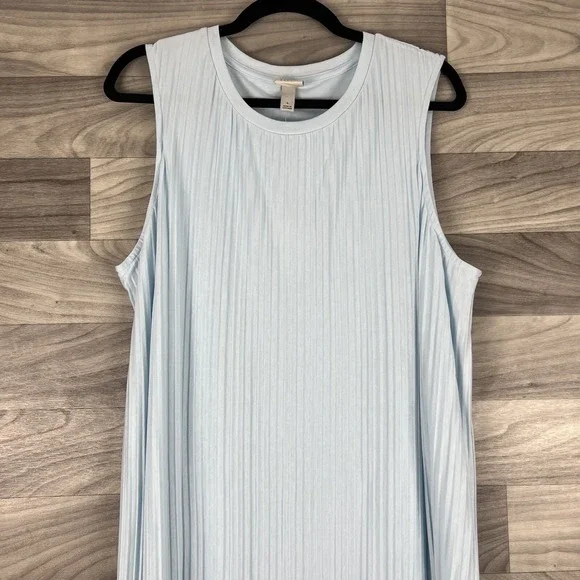 A New Day Maxi Dress Womens Large Blue Ribbed Sleeveless Round Neck Lagenlook - Picture 3 of 15